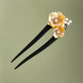 Yellow Flower Ebony Wood Hair Fork