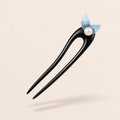 HairFork 12cm and 14cm fishtail ebony wood hair forks, shown as simple 2-prong wooden hair pins for everyday hairstyles.