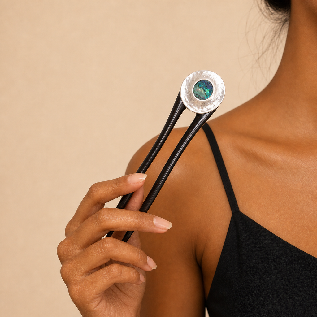 Silver Shell Ebony Hair Fork