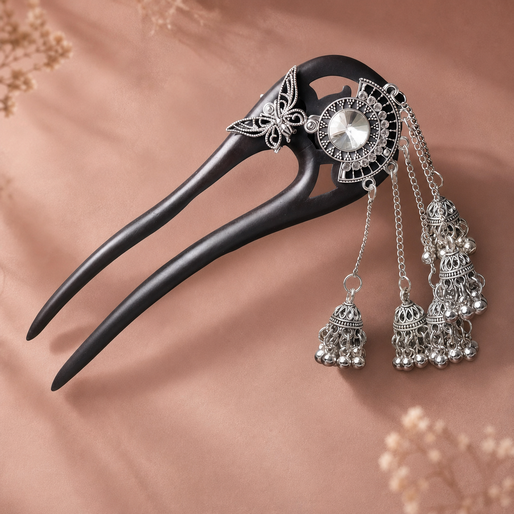Butterfly Bell Tassel Ebony Hair Fork : - HairFork