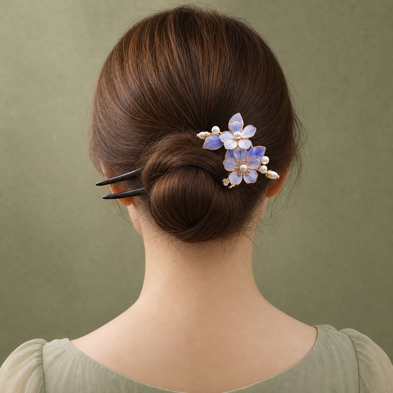 Purple Flower Pearl Ebony Hair Fork : - HairFork