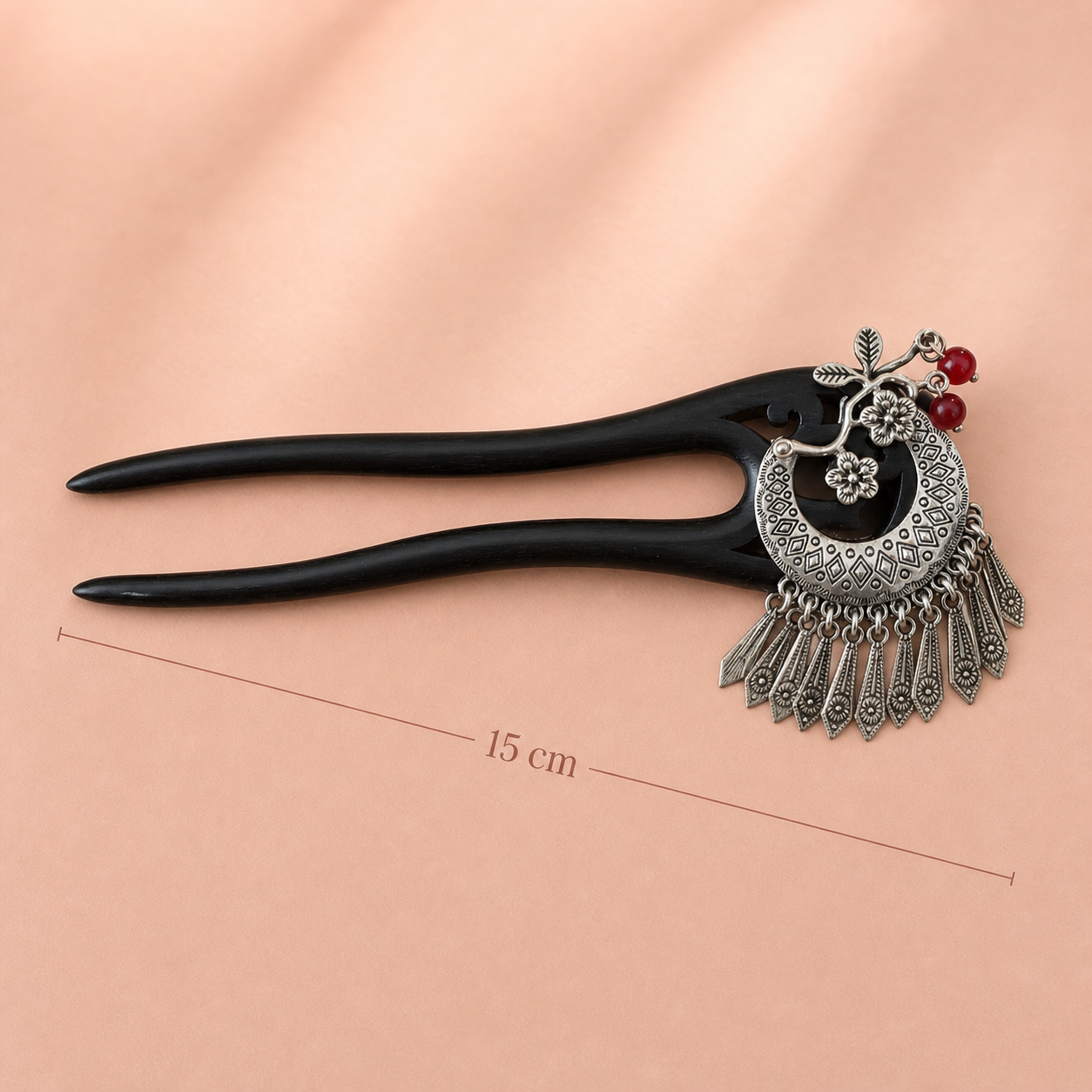 Moon Tassel Ebony Hair Fork : - HairFork