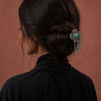Blue Turquoise Tassel Ebony Hair Fork : - HairFork