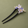 Purple Flower Pearl Ebony Hair Fork : - HairFork