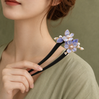Purple Flower Pearl Ebony Hair Fork : - HairFork