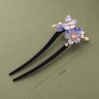 Purple Flower Pearl Ebony Hair Fork : - HairFork